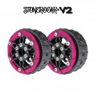 ProCrawler Stonerockr™ V2 Pro F6 By Pierre Silva 1.9in LCG Offset Wheel Set /w Fluo Pink Front Ring (2pcs) No hex hub thumbnail