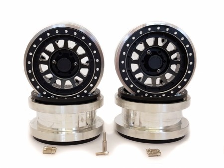 Hobby Details Aluminium CNC 2.9in Wheels for Axial SCX6 - B-style, Black (4)