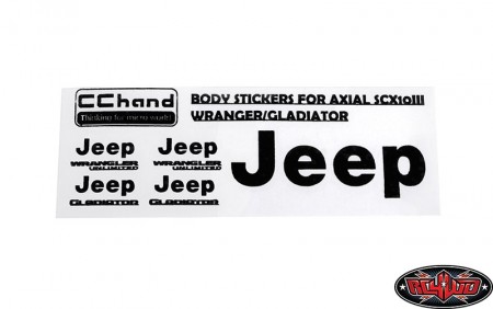 CChand Metal Logo Decal Sheet for Axial 1/10 SCX10 III Jeep (Gladiator/Wrangler) (Black)