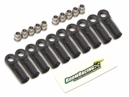 Boom Racing KUDU™ Heavy Duty Rust-Resistant M4 Nylon Rod Ends 21.8mm (Straight) w/ SST Pivot Ball (5.8x3x7.4mm) (10)