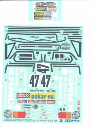 Tamiya STICKER BAG FOR BODY – GOLF MK2 #84316