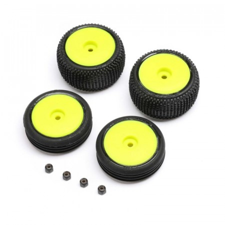 Losi Tires and Wheels Mounted, Yellow: Micro-B