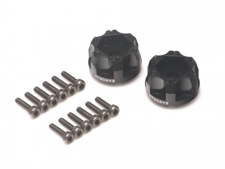 Boom Racing XT606 V2 6-Lug Aluminum 12mm Wheel Hub Adapters 6MM Offset Version 2 (2) Black 