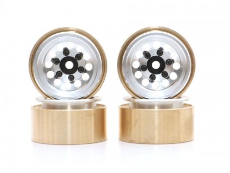 Boom Racing KRAIT™ 1.0in Terra Beadlock Wheel w/ Hubs Set (4) Silver