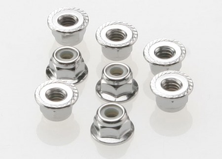 Traxxas TRX3647 Nuts, 4mm flanged nylon locking (steel )