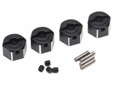 Boom Racing 8mm Wide Aluminum 12mm Hex (for 5mm Shaft) with Pins and Set Screws (4) Black for BRX01