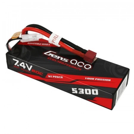 2s  5300mAh - 60C - Gens Ace Hardwired Case Deans