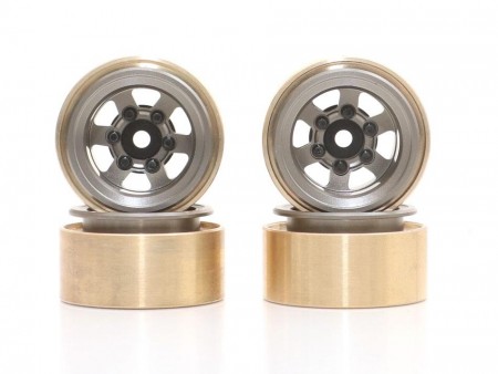 Boom Racing KRAIT™ 1.0in TE37 Beadlock Wheel w/ Hubs Set (4) Gun Metal