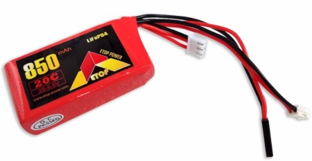 6,6V  850mAh - 20C - Etop LiFePo4