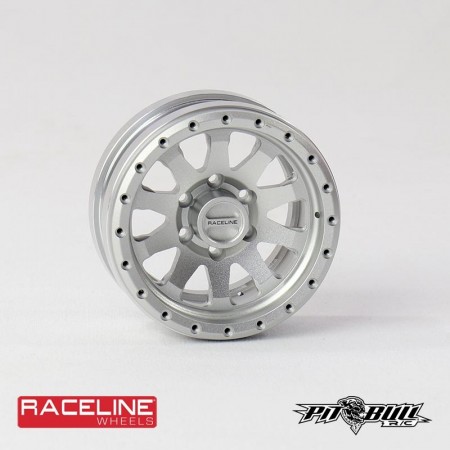Pitbull 1.55 RACELINE Scale Clutch Aluminum Beadlock Wheels Silver - 4pcs