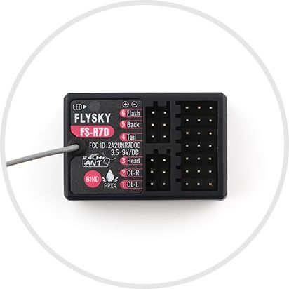 FlySky FS-R7D 7-kanals mottaker med 6 lyskanaler for FS-G7P