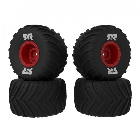 ARRMA dBoots Chevron MT Tire Set Glued, Red (2 Pairs): GROM