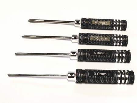 Hobby Details HSS Philips Screwdrivers Set 3.0/4.0/5.0/6.0mm (PH0/1/2/3) - Black