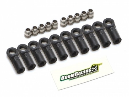 Boom Racing KUDU™ Heavy Duty Rust-Resistant M3 Nylon Rod Ends 18.5mm (Straight) w/ SST Pivot Ball (5.8x3x7.4mm) (10)