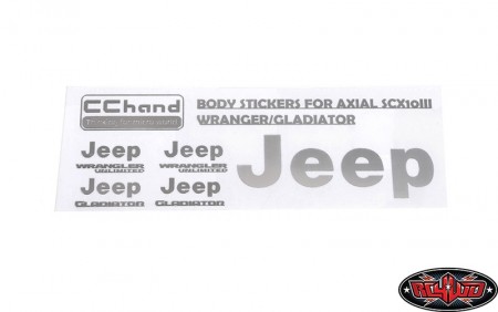 CCHAND Metal Logo Decal Sheet for Axial 1/10 SCX10 III Jeep (Gladiator/Wrangler) (Silver)