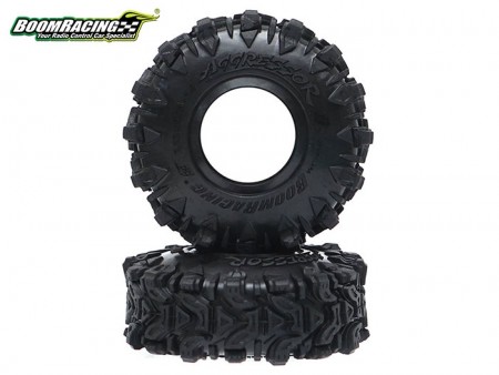 Boom Racing 1.0in Aggressor Scale RC Tire GEKKO Black 54x18.7mm Open Cell Foams (2)