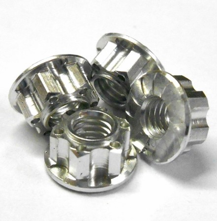 Yeah Racing 4mm Aluminium Wheel Flange Lock Nut 4pcs For RC Car Silver
