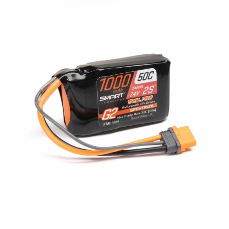 Spektrum 7.4V 1000mAh 2S 50C Smart G2 Trail Pro LiPo Battery: IC2