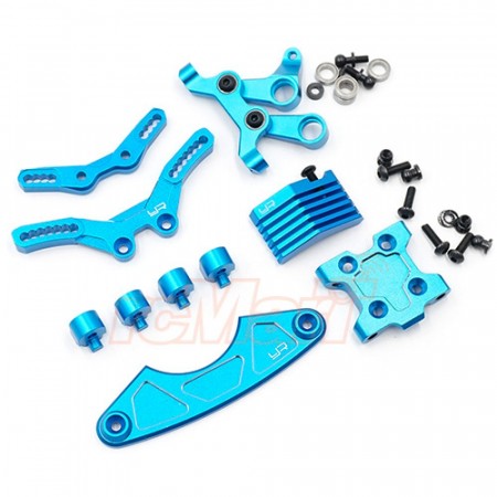 Yeah Racing Aluminum Steering and Suspension Upgrade Conversion Kit For Tamiya M07 Blue