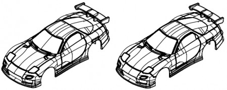 Turbo Racing Mazda RX7 Plastic Car Shell w/Reflective Sticker (2)