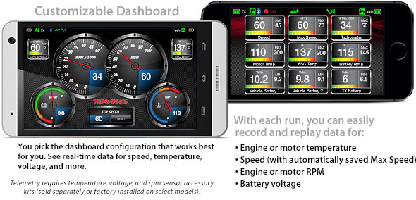 Traxxas Link App - Customizable Dashboard (60+mph, Electric)